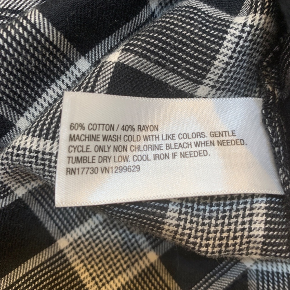 Knox Rose Black Plaid Peasant Top XL - Picture 8 of 8